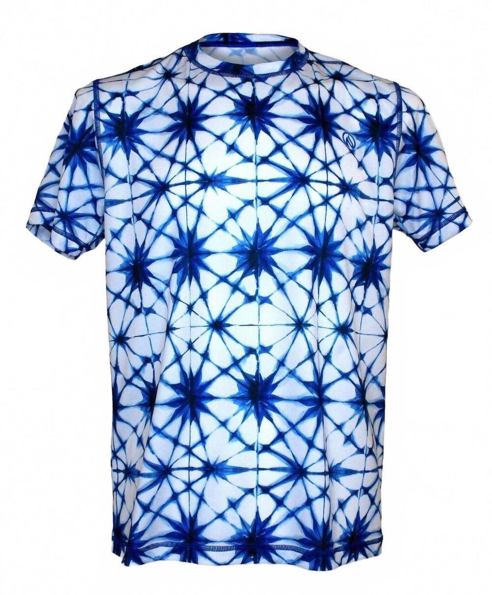 NEW INKNBURN men's shibori star tech shirt in blue